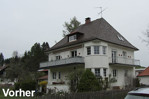 Die Außenansicht des Hauses vor der Sanierung 